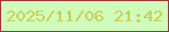 文字の大きさ：1、枠の色：b32834、背景の色：cefcbb、文字の色：cccd4f 無料ブログパーツのブログ時計