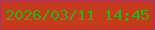 文字の大きさ：5、枠の色：b3305b、背景の色：c43a1a、文字の色：31ae16 無料ブログパーツのブログ時計