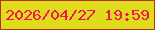 文字の大きさ：1、枠の色：b33515、背景の色：dfdd1b、文字の色：f7144e 無料ブログパーツのブログ時計
