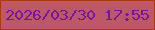 文字の大きさ：5、枠の色：b33608、背景の色：bd5964、文字の色：7911ac 無料ブログパーツのブログ時計