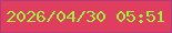 文字の大きさ：5、枠の色：b3387c、背景の色：e03e5e、文字の色：9cf33b 無料ブログパーツのブログ時計
