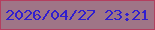 文字の大きさ：5、枠の色：b33f5f、背景の色：9f7587、文字の色：311ece 無料ブログパーツのブログ時計