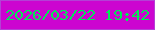 文字の大きさ：4、枠の色：b341d5、背景の色：cc05d0、文字の色：02ea56 無料ブログパーツのブログ時計