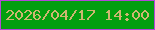 文字の大きさ：5、枠の色：b347d8、背景の色：039f0f、文字の色：cdb671 無料ブログパーツのブログ時計