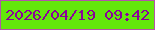 文字の大きさ：3、枠の色：b354aa、背景の色：63e80b、文字の色：8b019a 無料ブログパーツのブログ時計