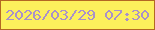 文字の大きさ：2、枠の色：b36823、背景の色：fcf05c、文字の色：a991ca 無料ブログパーツのブログ時計