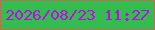 文字の大きさ：3、枠の色：b37451、背景の色：33bd50、文字の色：c00ae5 無料ブログパーツのブログ時計