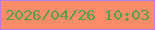 文字の大きさ：5、枠の色：b37dee、背景の色：fe8c6a、文字の色：54a247 無料ブログパーツのブログ時計