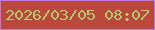 文字の大きさ：5、枠の色：b37edd、背景の色：bc473d、文字の色：aecd6e 無料ブログパーツのブログ時計