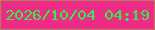 文字の大きさ：4、枠の色：b37f60、背景の色：ee2c88、文字の色：31f044 無料ブログパーツのブログ時計