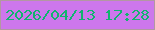 文字の大きさ：4、枠の色：b397a2、背景の色：cd77ec、文字の色：11b46f 無料ブログパーツのブログ時計