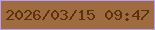 文字の大きさ：5、枠の色：b3a0ff、背景の色：9f6c3f、文字の色：5a320e 無料ブログパーツのブログ時計