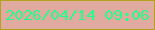 文字の大きさ：4、枠の色：b3a21b、背景の色：e0aaa0、文字の色：22fe88 無料ブログパーツのブログ時計