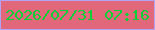 文字の大きさ：1、枠の色：b3a3f5、背景の色：e1677a、文字の色：0fcf37 無料ブログパーツのブログ時計