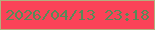 文字の大きさ：1、枠の色：b3af7e、背景の色：fb4358、文字の色：588a58 無料ブログパーツのブログ時計