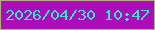 文字の大きさ：2、枠の色：b3af80、背景の色：ad0db9、文字の色：33e7cb 無料ブログパーツのブログ時計