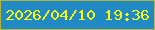 文字の大きさ：4、枠の色：b3b53a、背景の色：218ac5、文字の色：f9f901 無料ブログパーツのブログ時計