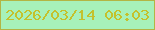 文字の大きさ：2、枠の色：b3b544、背景の色：a7f1ba、文字の色：c4c12c 無料ブログパーツのブログ時計