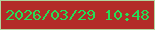 文字の大きさ：1、枠の色：b3d59e、背景の色：b32b28、文字の色：26de56 無料ブログパーツのブログ時計