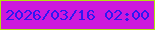 文字の大きさ：4、枠の色：b3e20f、背景の色：cd19dd、文字の色：2f18f2 無料ブログパーツのブログ時計
