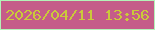 文字の大きさ：1、枠の色：b3f2b8、背景の色：c55c89、文字の色：cac93a 無料ブログパーツのブログ時計