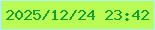 文字の大きさ：5、枠の色：b3f2f4、背景の色：b8fc55、文字の色：0fa231 無料ブログパーツのブログ時計