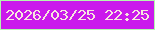 文字の大きさ：5、枠の色：b3f7ae、背景の色：ca19ec、文字の色：f8e5df 無料ブログパーツのブログ時計