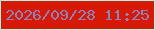 文字の大きさ：5、枠の色：b3f7e1、背景の色：d71903、文字の色：8d84b4 無料ブログパーツのブログ時計
