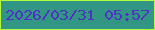 文字の大きさ：4、枠の色：b3fb43、背景の色：319784、文字の色：4f31c6 無料ブログパーツのブログ時計