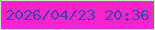 文字の大きさ：1、枠の色：b3fcaf、背景の色：f925c9、文字の色：4040b4 無料ブログパーツのブログ時計