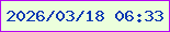 文字の大きさ：5、枠の色：b403f2、背景の色：ecffdc、文字の色：0a39b3 無料ブログパーツのブログ時計