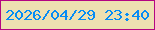 文字の大きさ：2、枠の色：b40582、背景の色：ede0b1、文字の色：058cf5 無料ブログパーツのブログ時計