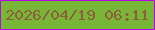 文字の大きさ：4、枠の色：b408e6、背景の色：77b636、文字の色：8e5e3c 無料ブログパーツのブログ時計