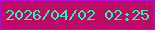 文字の大きさ：1、枠の色：b40ad2、背景の色：bd0a67、文字の色：2cf1af 無料ブログパーツのブログ時計