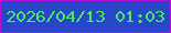 文字の大きさ：2、枠の色：b412db、背景の色：2945c8、文字の色：46ea69 無料ブログパーツのブログ時計