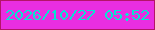 文字の大きさ：5、枠の色：b41468、背景の色：e92ee1、文字の色：08e4d1 無料ブログパーツのブログ時計