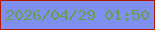 文字の大きさ：5、枠の色：b41702、背景の色：7f8fee、文字の色：6f9c4c 無料ブログパーツのブログ時計