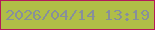 文字の大きさ：1、枠の色：b4195b、背景の色：b0be47、文字の色：878f9b 無料ブログパーツのブログ時計