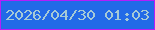 文字の大きさ：5、枠の色：b41dfa、背景の色：226ae7、文字の色：a5cad6 無料ブログパーツのブログ時計