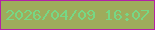 文字の大きさ：3、枠の色：b421a7、背景の色：9eac5c、文字の色：76d885 無料ブログパーツのブログ時計