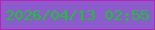 文字の大きさ：2、枠の色：b423ba、背景の色：8d5ccc、文字の色：17c928 無料ブログパーツのブログ時計