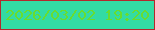 文字の大きさ：2、枠の色：b4272c、背景の色：33dba4、文字の色：68dd2f 無料ブログパーツのブログ時計