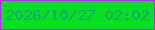 文字の大きさ：2、枠の色：b42bf6、背景の色：07e021、文字の色：0ea674 無料ブログパーツのブログ時計