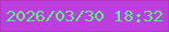 文字の大きさ：4、枠の色：b433c2、背景の色：be3fdf、文字の色：50f77f 無料ブログパーツのブログ時計