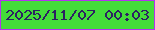 文字の大きさ：4、枠の色：b433ef、背景の色：44dd39、文字の色：2c2162 無料ブログパーツのブログ時計