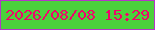 文字の大きさ：1、枠の色：b436c8、背景の色：4bd13c、文字の色：f1046b 無料ブログパーツのブログ時計