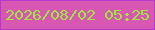 文字の大きさ：1、枠の色：b43ace、背景の色：d857b2、文字の色：9ee83d 無料ブログパーツのブログ時計
