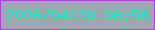 文字の大きさ：4、枠の色：b43ee5、背景の色：9ea7b0、文字の色：05f2c7 無料ブログパーツのブログ時計