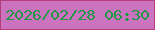文字の大きさ：2、枠の色：b43f77、背景の色：cb73be、文字の色：1c9942 無料ブログパーツのブログ時計