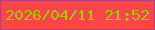文字の大きさ：2、枠の色：b4417e、背景の色：fa4648、文字の色：b3c200 無料ブログパーツのブログ時計